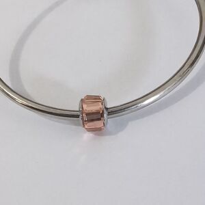 Silver Peach Crystal Spacer Charm for Pandora‎ Style Bracelet